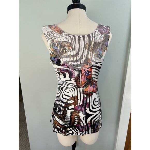 Boston Proper Blouse Top MED Multicolor Butterfly Art To Wear Fairycore - Picture 2 of 7